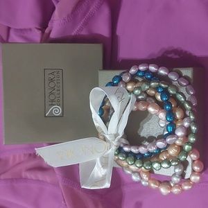 Honora Collection Fresh Pearl Stretchy Bracelets